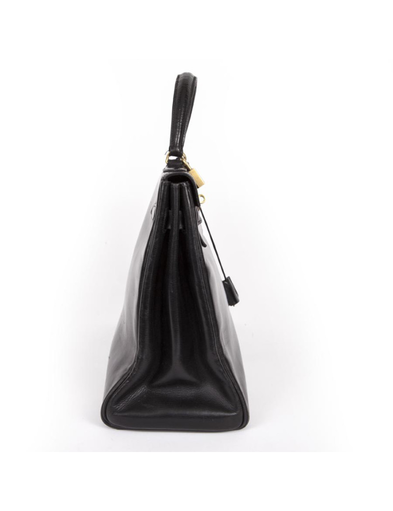 Kelly 35 HERMES box black Vintage leather bag