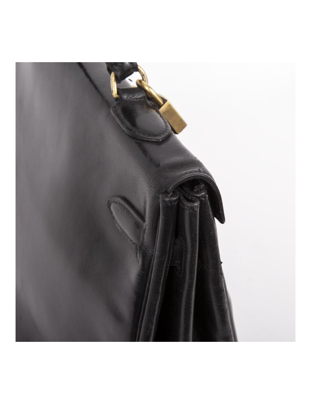 Kelly 35 HERMES box black Vintage leather bag