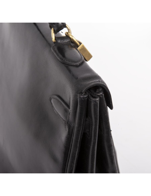 Kelly 35 HERMES box black Vintage leather bag