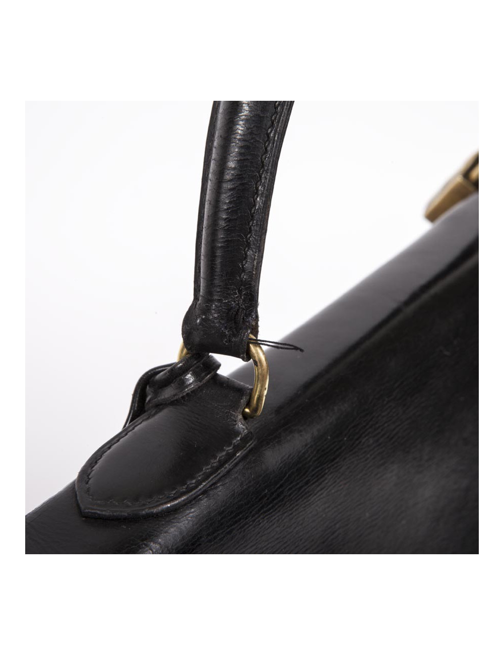 Kelly 35 HERMES box black Vintage leather bag