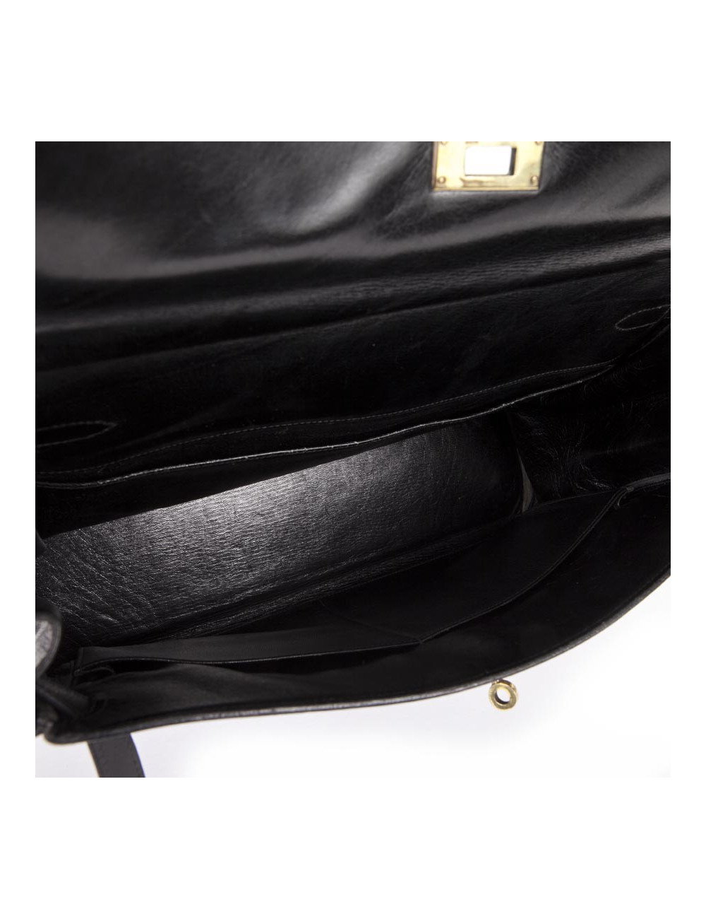 Kelly 35 HERMES box black Vintage leather bag