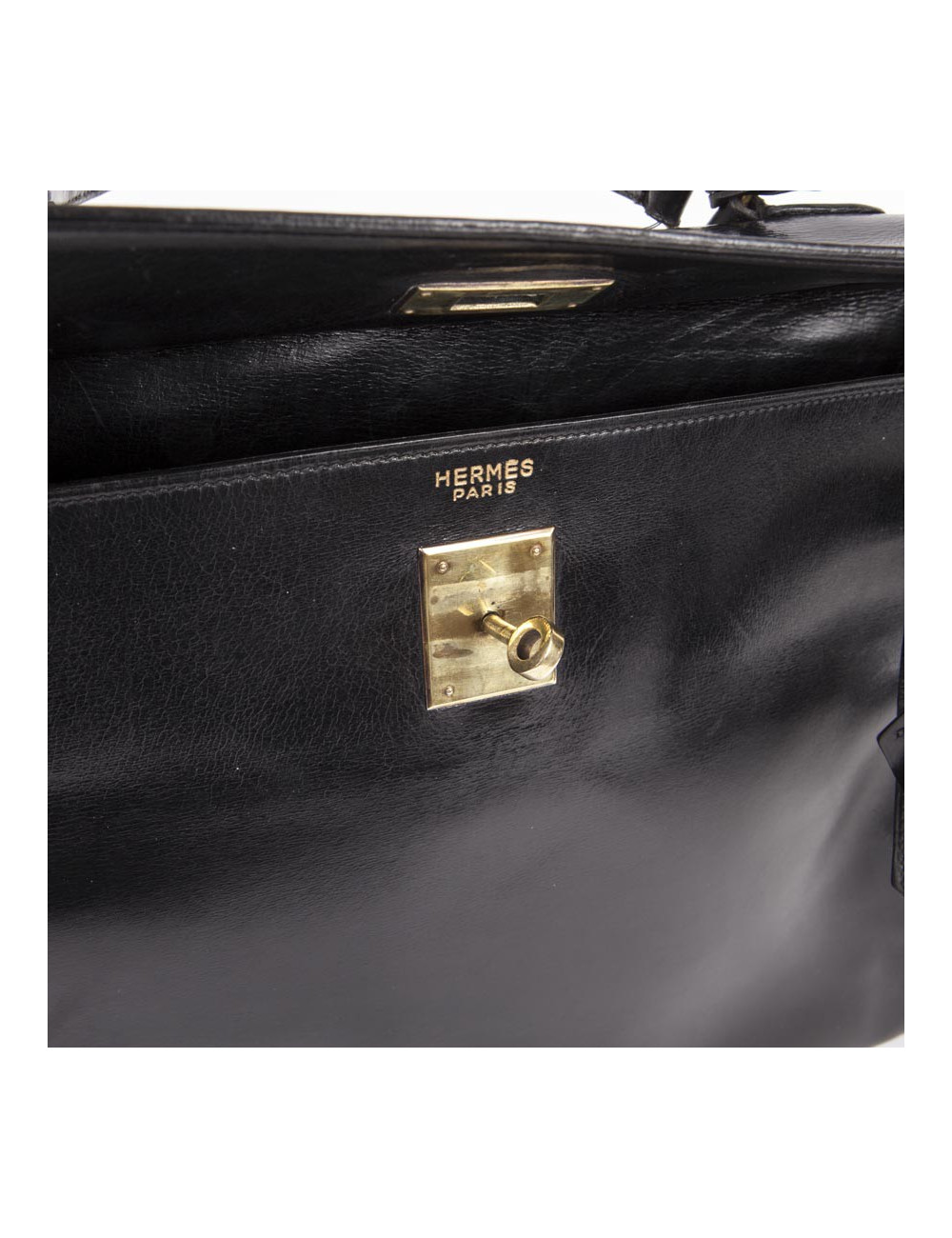 Kelly 35 HERMES box black Vintage leather bag