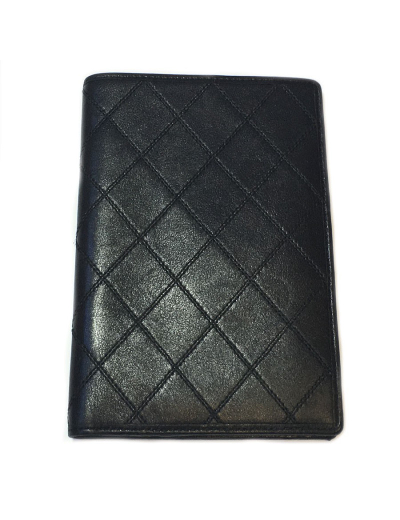 Portefeuille CHANEL cuir matelassé noir Vintage