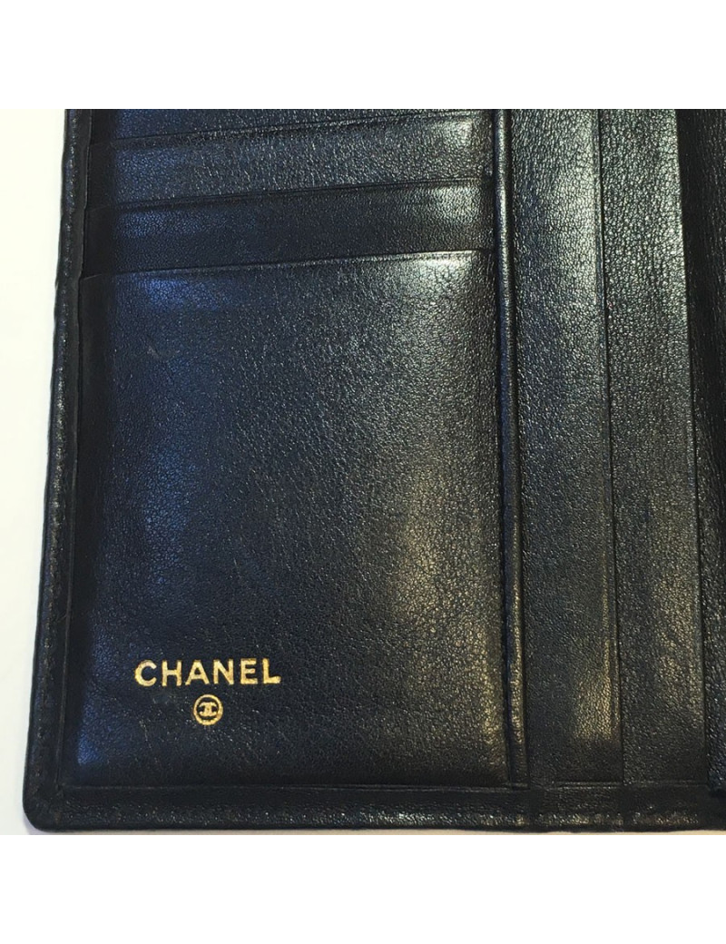 Portefeuille CHANEL cuir matelassé noir Vintage