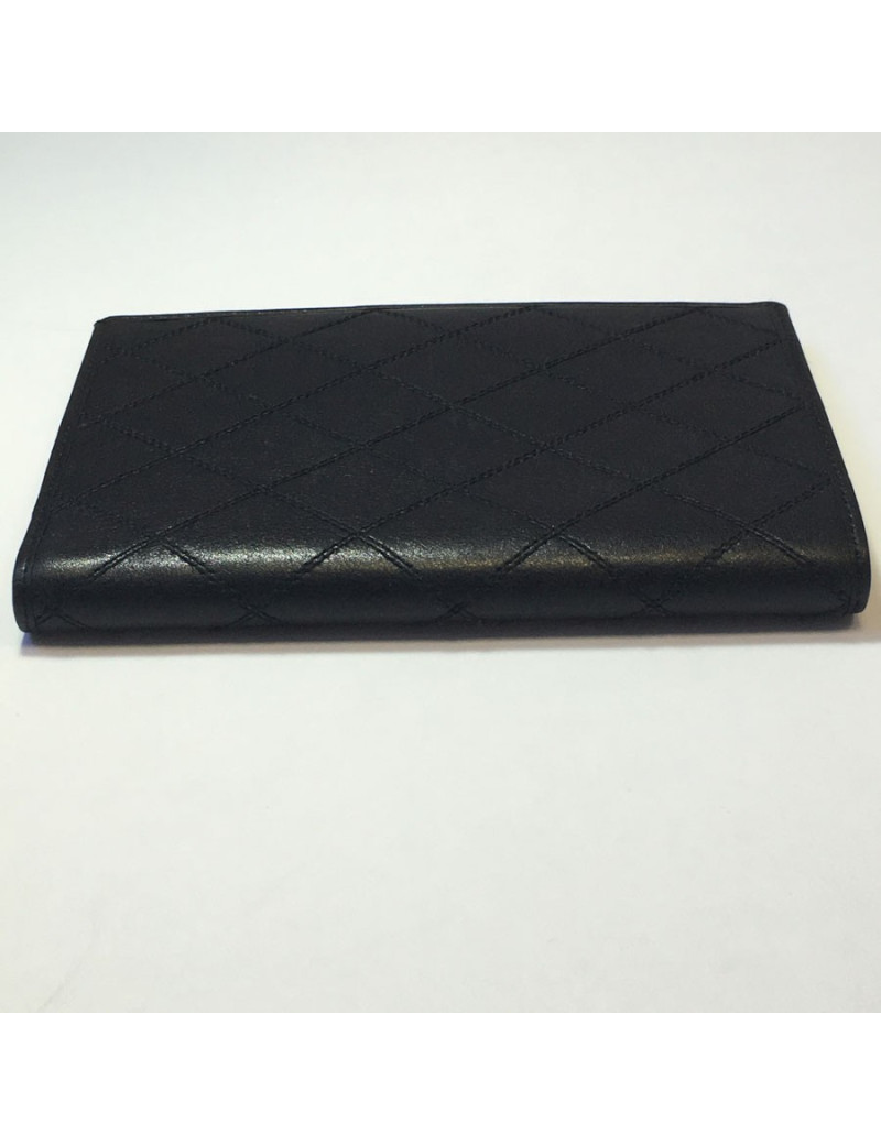 Portefeuille CHANEL cuir matelassé noir Vintage
