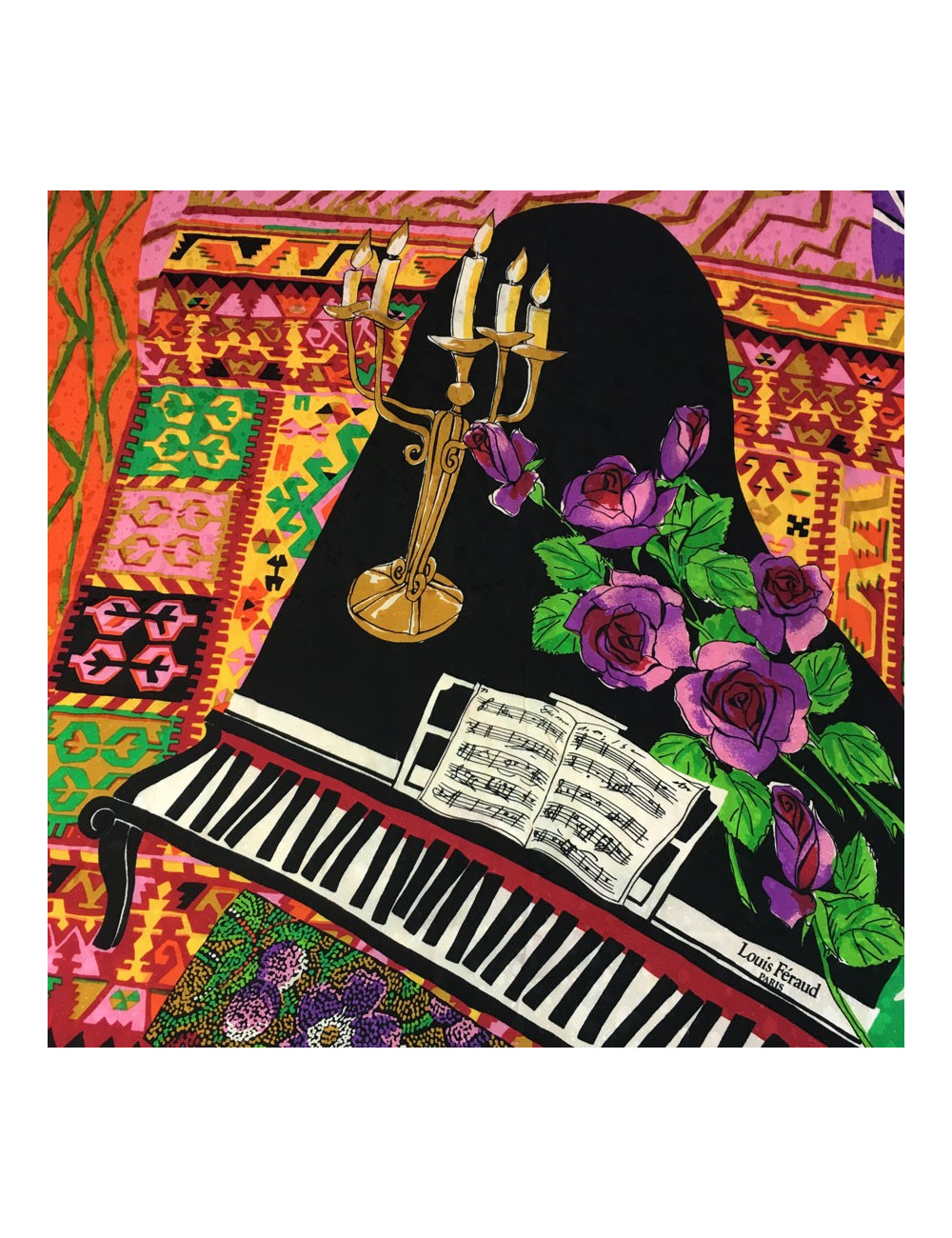 Foulard LOUIS FERAUD en soie vintage