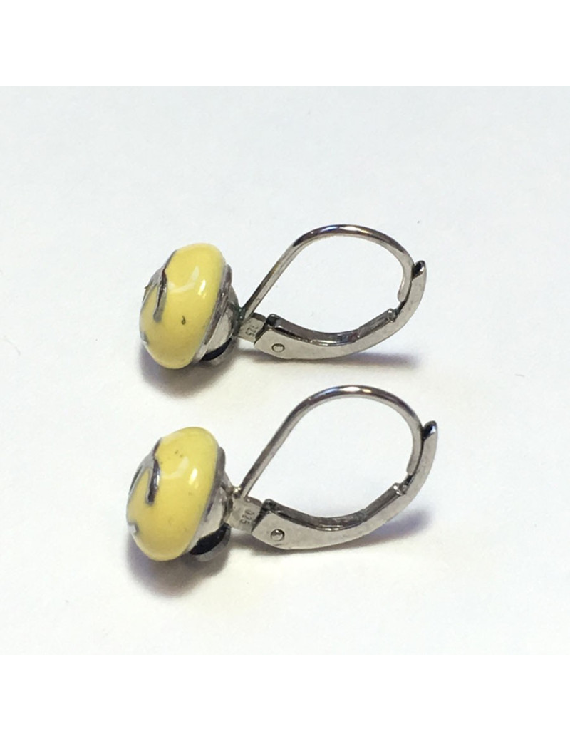 Boucles d'oreille clous CHANEL émaillées jaune