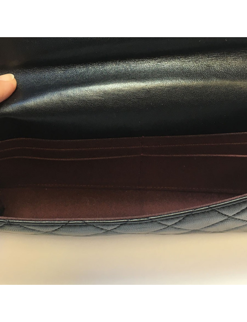 CHANEL black quilted leather pouch