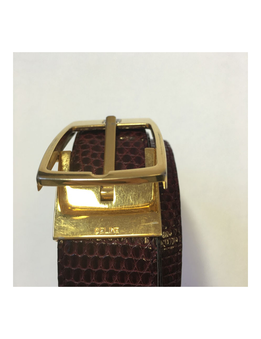 CÉLINE Vintage belt in burgundy lizard size 95EU