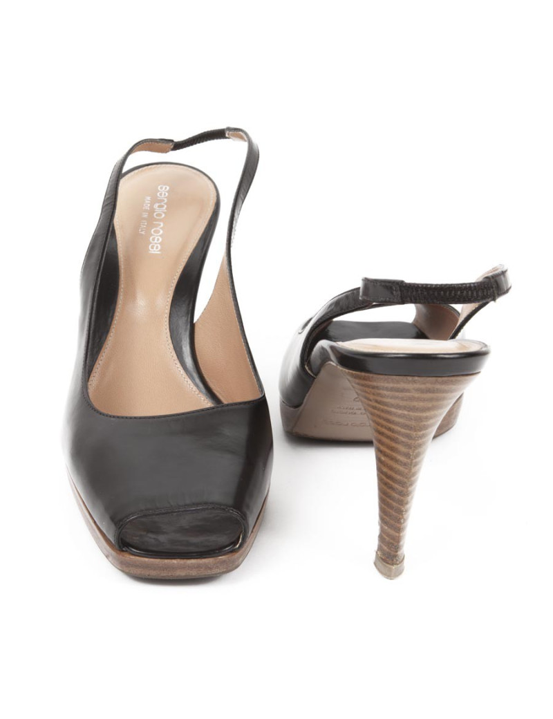 Sandales hautes SERGIO ROSSI cuir verni marron T39