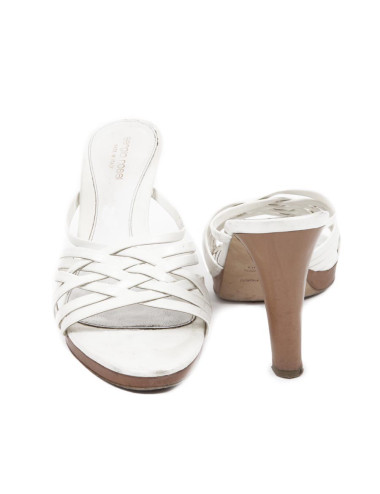 Sandales hautes SERGIO ROSSI T38.5 en cuir blanc