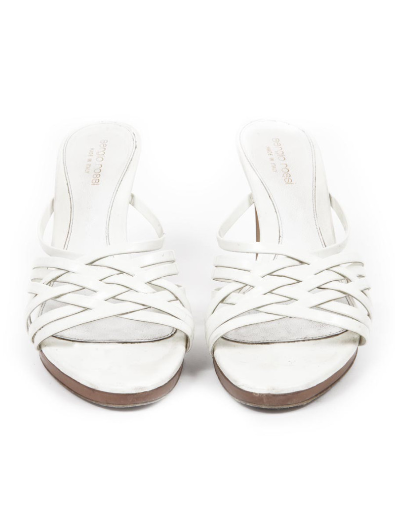 Sandales hautes SERGIO ROSSI T38.5 en cuir blanc