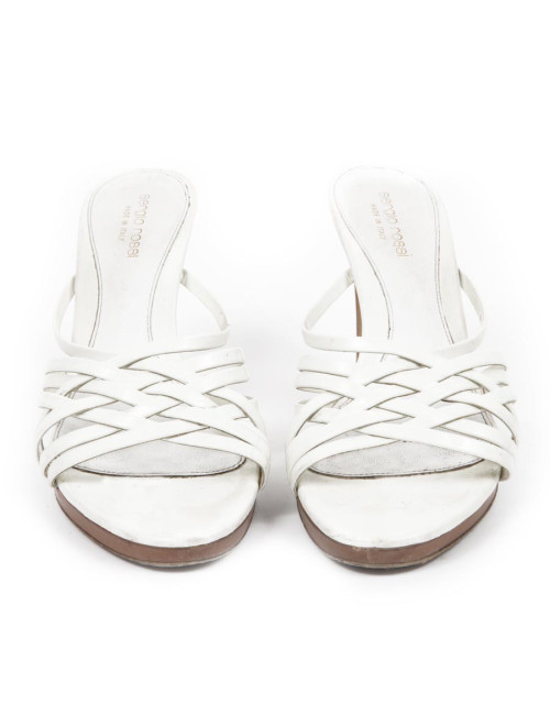 SERGIO ROSSI T38.5 White Leather high sandals
