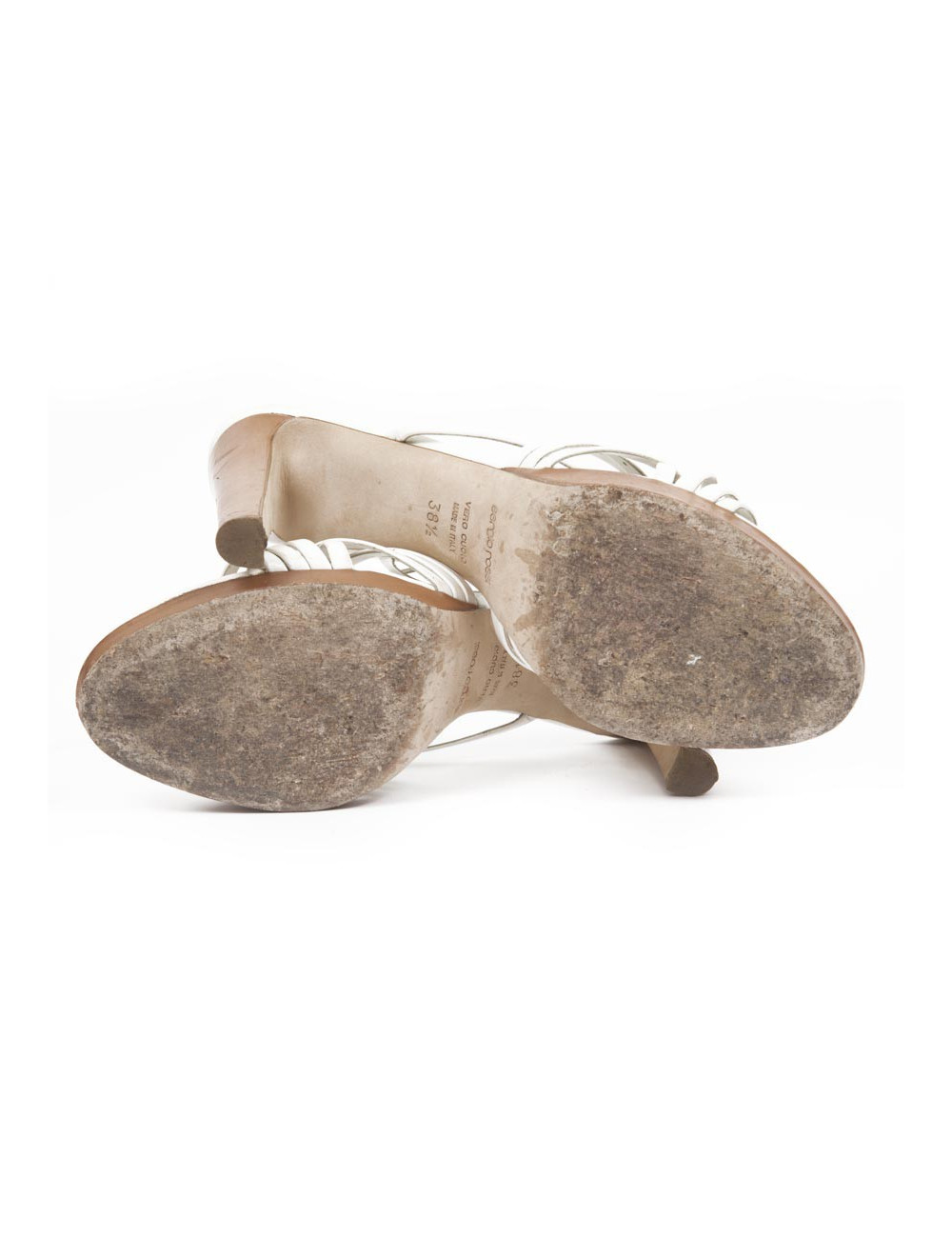 SERGIO ROSSI T38.5 White Leather high sandals