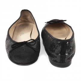Women's CHANEL Black Tan Leather Flats Shoes Ballet