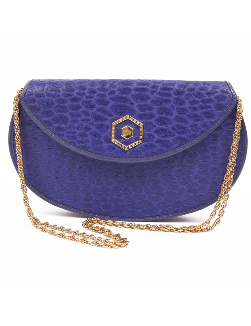 Sac du soir REVILLON en soie bleu encre 