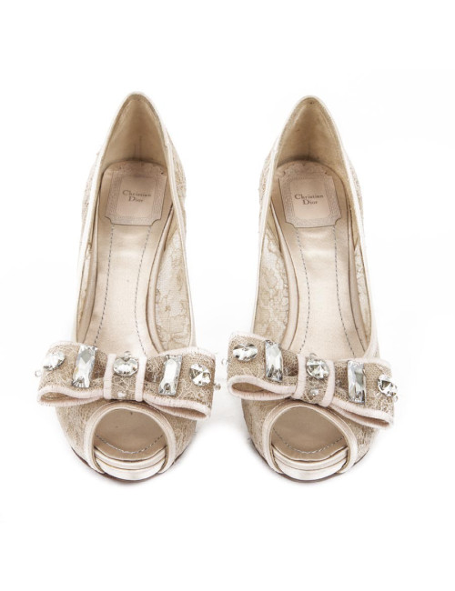 Escarpins Couture DIOR t 36 dentelle et brillants