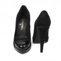 CHANEL T shoes 36.5 in Black Suede platform