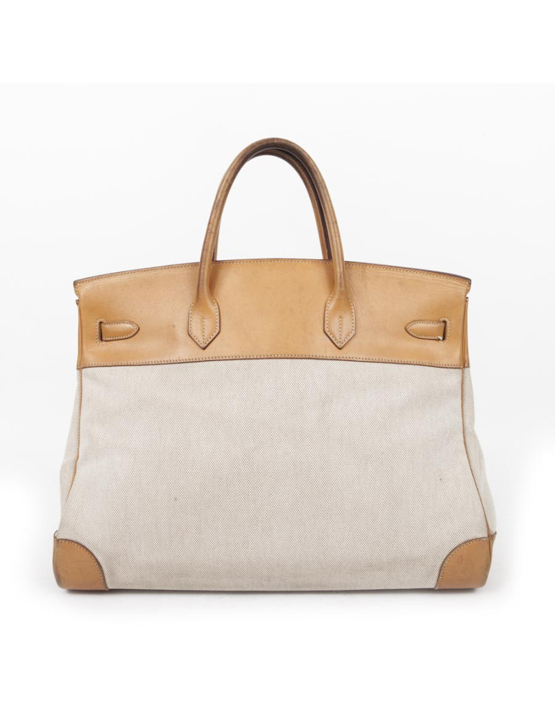 Sac Birkin 40 toile H  et cuir naturel
