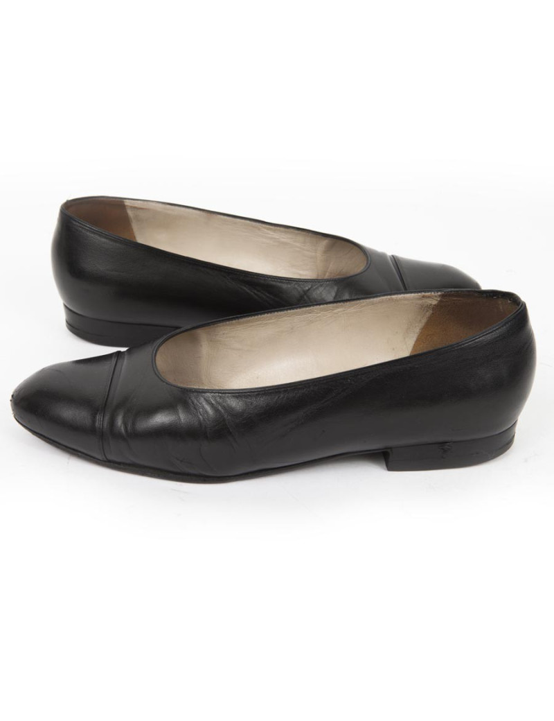 Ballerines CHANEL T 37 cuir noir