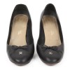 CHANEL T 39 shoes black leather