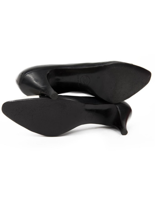 Escarpins CHANEL T 37 cuir bleu marine et écru 