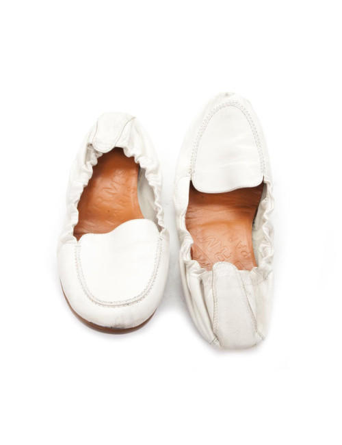 HERMES T 38 flats in White leather