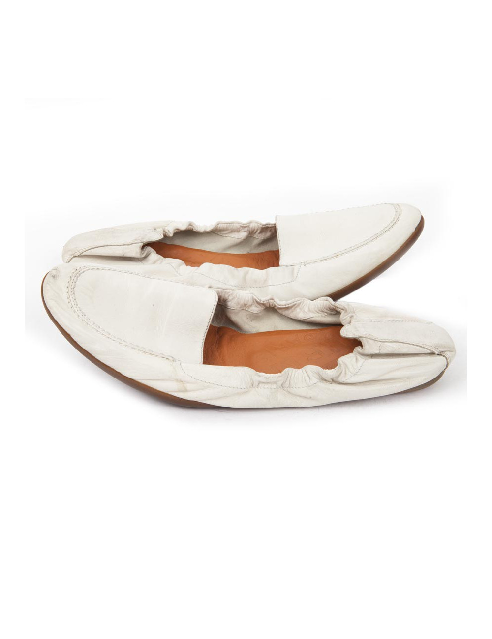 HERMES T 38 flats in White leather