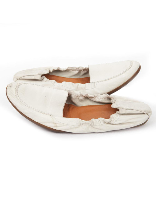 HERMES T 38 flats in White leather