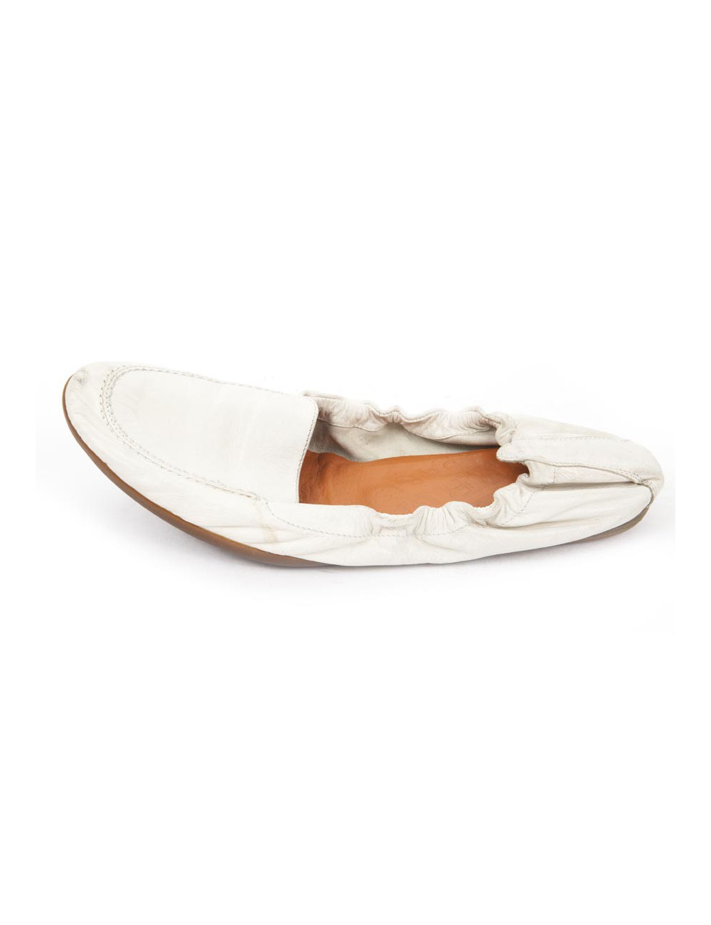 HERMES T 38 flats in White leather