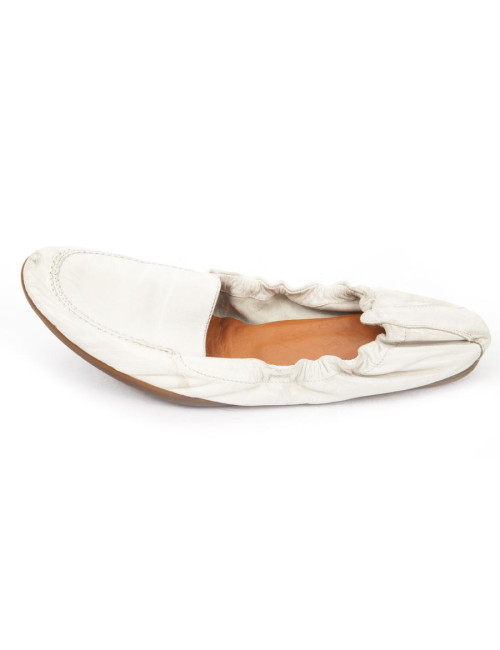HERMES T 38 flats in White leather