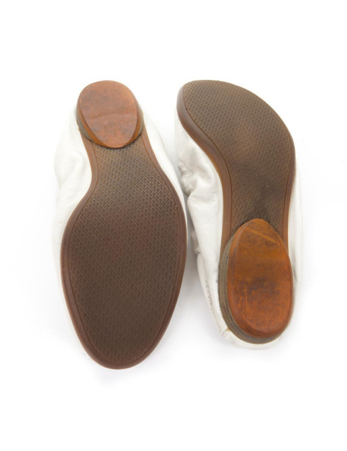 HERMES T 38 flats in White leather