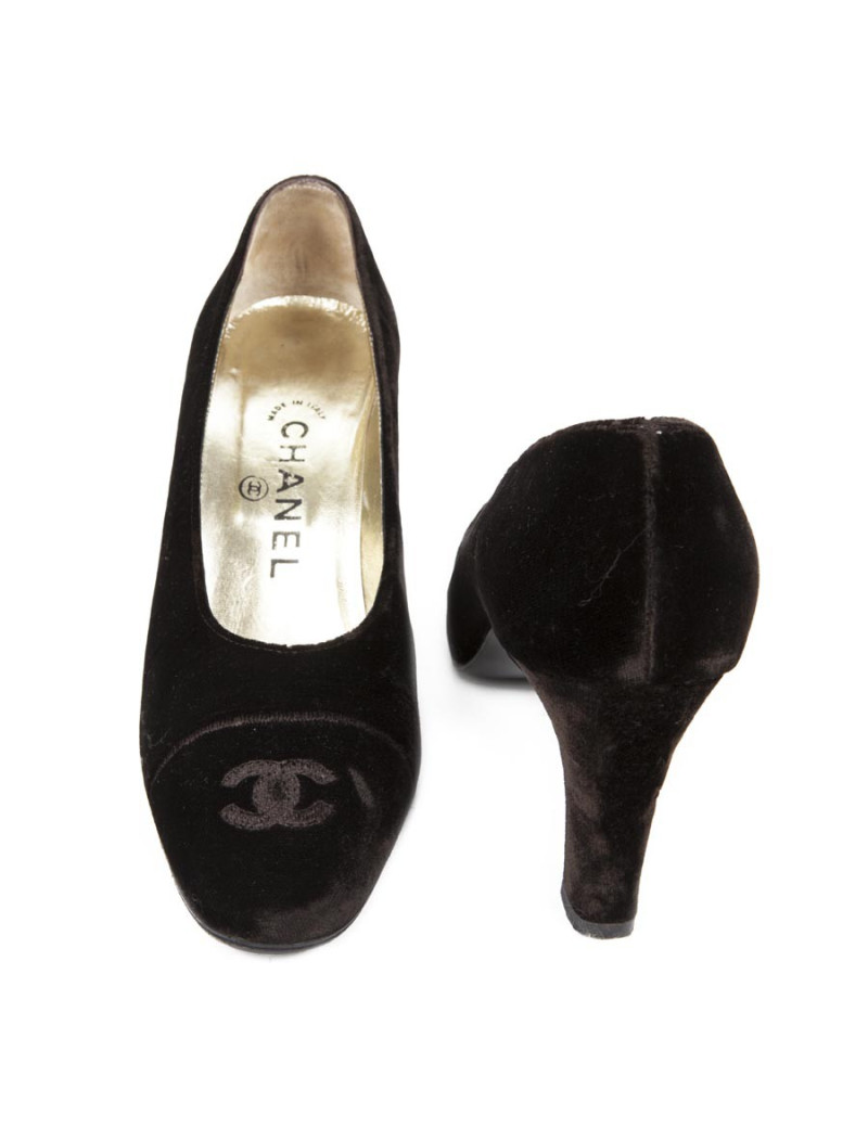 Escarpins Couture CHANEL T 38 velours