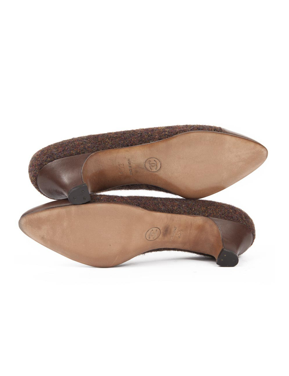 CHANEL shoes T 35.5 tweed and leather