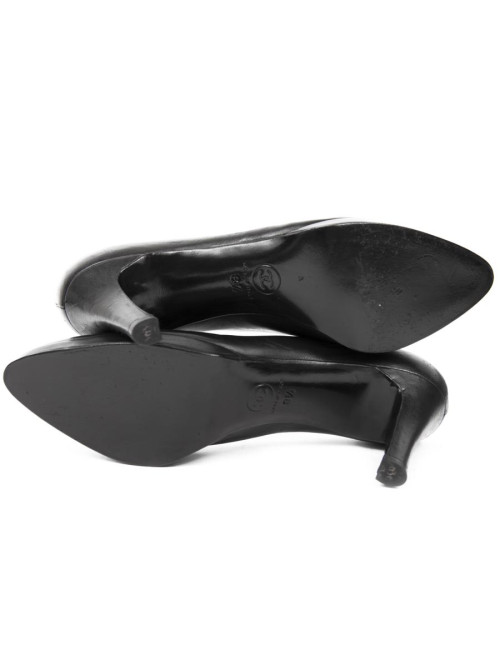 Escarpins CHANEL T (8.5) 39.5 compensées agneau noir