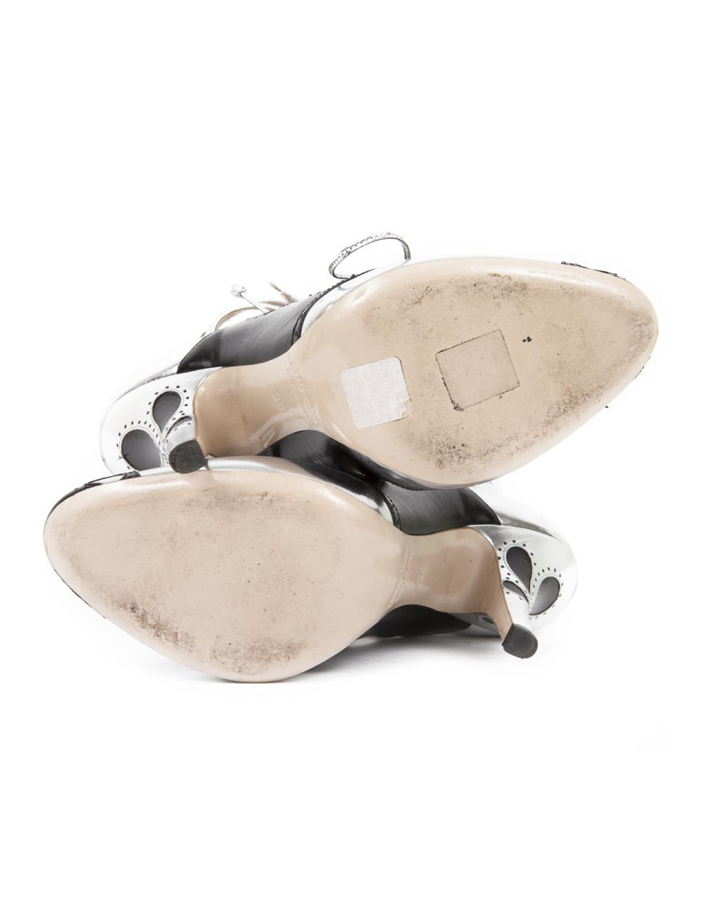 Escarpins MIU MIU t 36 cuir argenté et noir