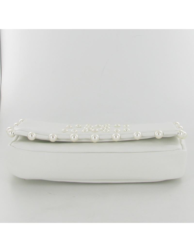 Sac cuir blanc perles nacrées CHANEL
