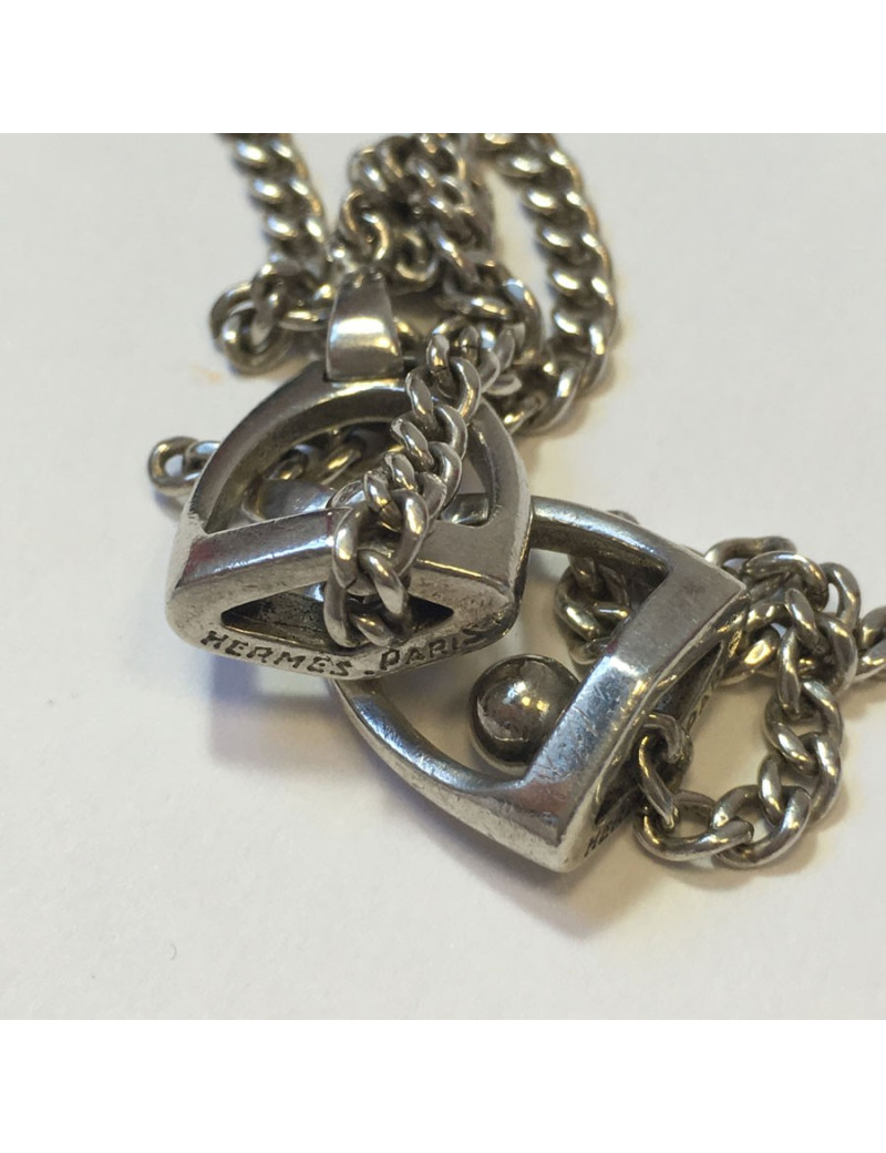 Sautoir "Etriers"HERMES Vintage en argent massif