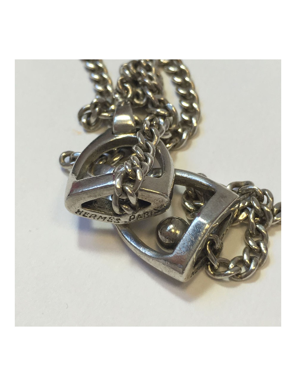 xxx Sautoir "Etriers"HERMES Vintage en argent massif