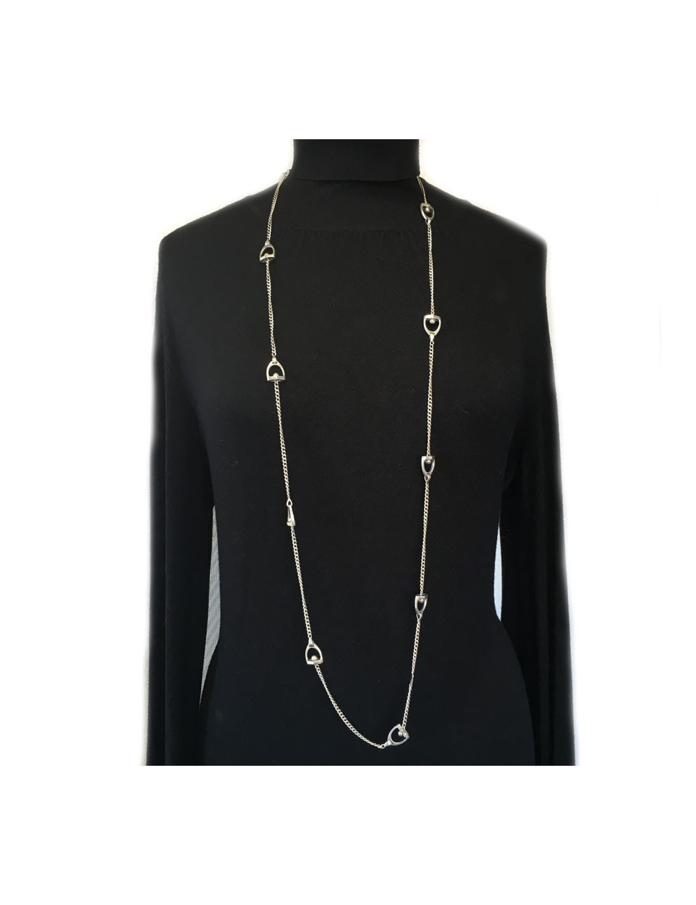 xxx Sautoir "Etriers"HERMES Vintage en argent massif