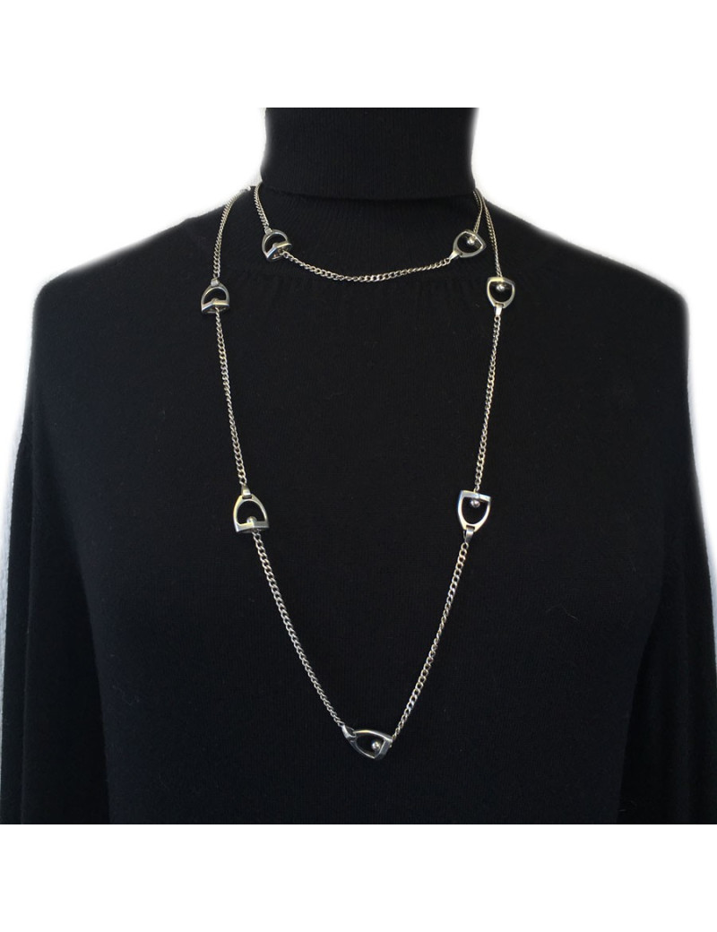 Sautoir "Etriers"HERMES Vintage en argent massif