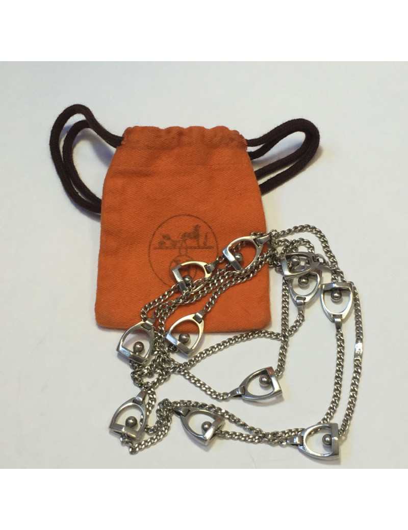 xxx Sautoir "Etriers"HERMES Vintage en argent massif