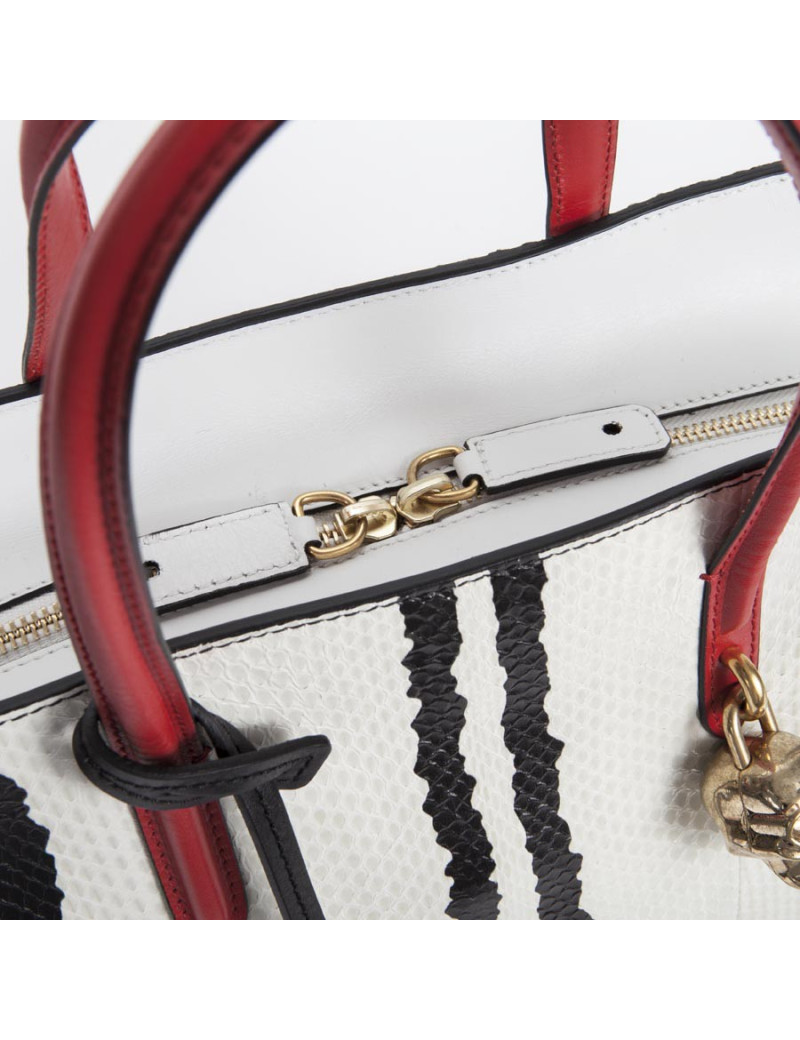 Sac cabas ALEXANDER Mc QUEEN cuir et phyton tricolore