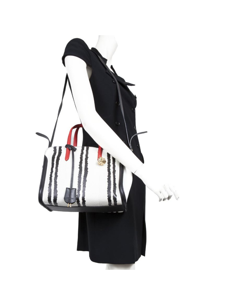 Sac cabas ALEXANDER Mc QUEEN cuir et phyton tricolore