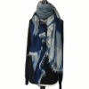 Wool shawl HERMES blue cashmere