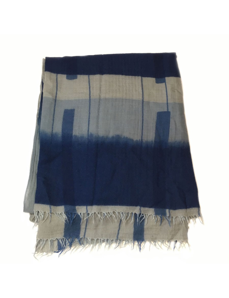 xxx Grand châle HERMES bleu en cachemire laine