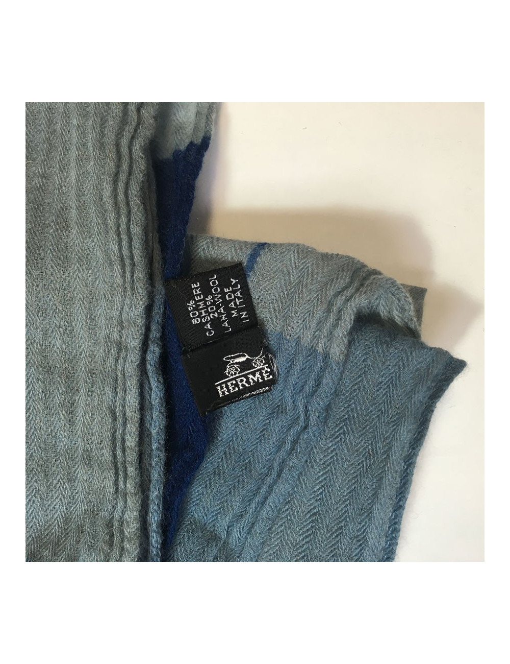 Wool shawl HERMES blue cashmere