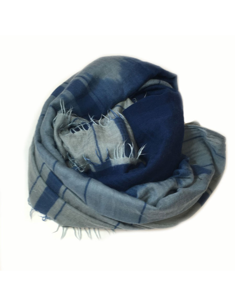 xxx Grand châle HERMES bleu en cachemire laine