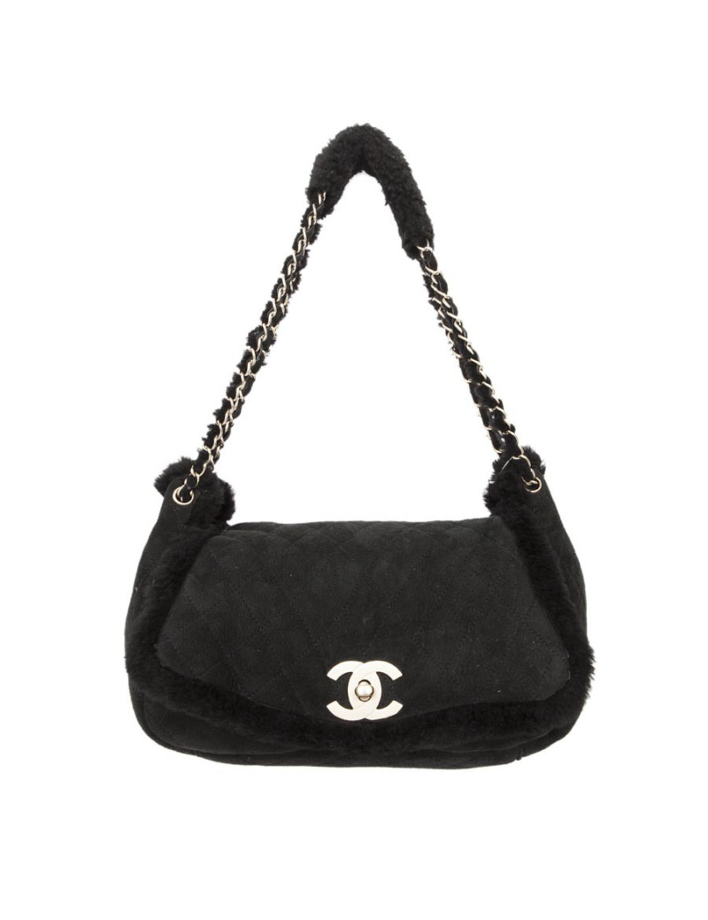 Sac CHANEL peau retourné noir