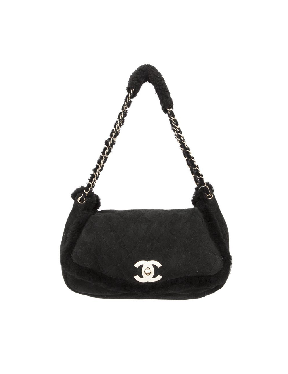 Sac CHANEL peau retournée noire